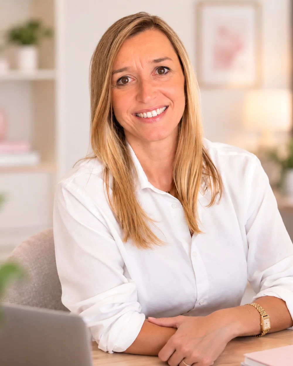 Cécile Déus, consultante en organisation administrative et financière, à son bureau